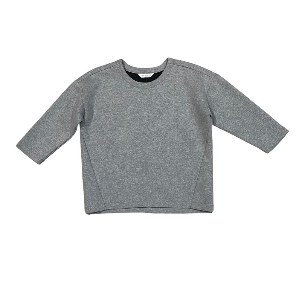 Everlane 3/4‎ Sleeve Scuba Top Boxy Sweatshirt Structured Gray women’s size S